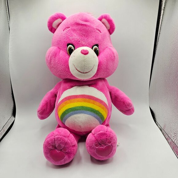 Care Bears Pink Cheer Bear Plush Rainbow Tummy 2015 - Picture 1 of 5